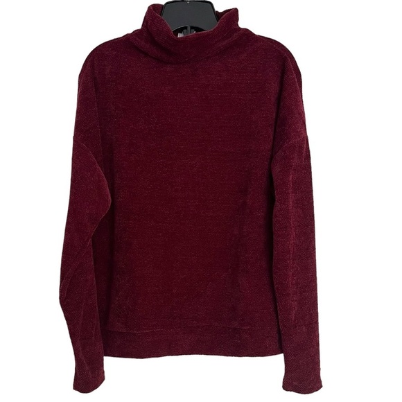 Gaze Mock Turtle Neck Cozy Maroon Wine chenille Sweater. Size Large - Picture 8 of 8